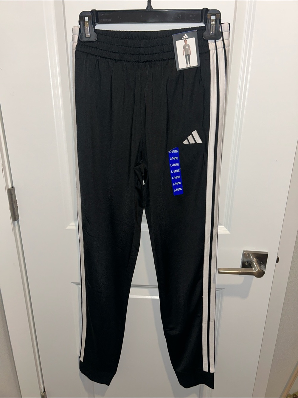 adidas Black Joggers with White Side Stripes